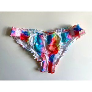 Capri Ruffle Cheeky Swim Bottom - Tie Dye - M
